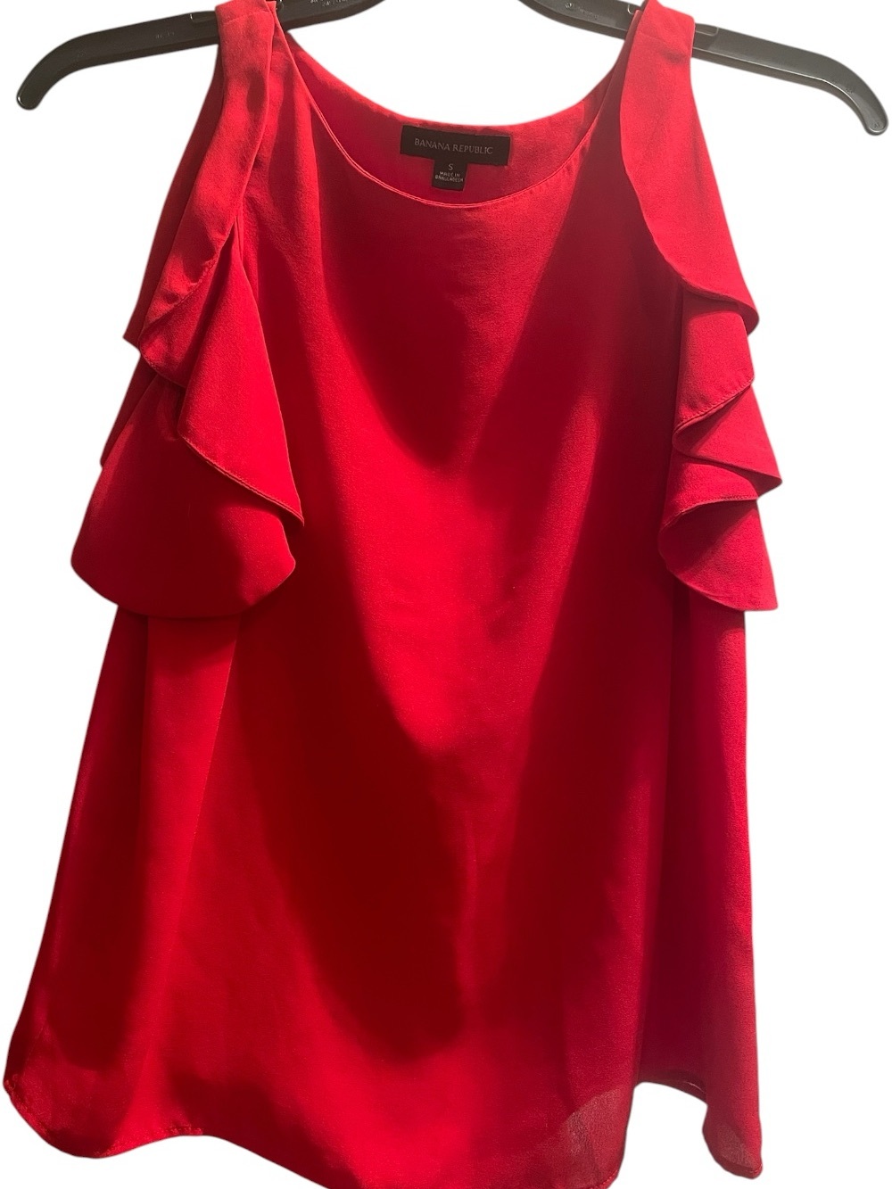 Banana Republic Vibrant Red Ruffle Sleeve Tank